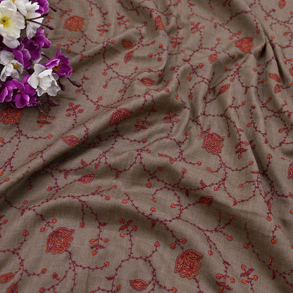 Indian Vintage Brown Shawl Pure Woolen Handmade Suzani Long Throw Stole Warm Stole Paisley Design Soft Soft Cozy