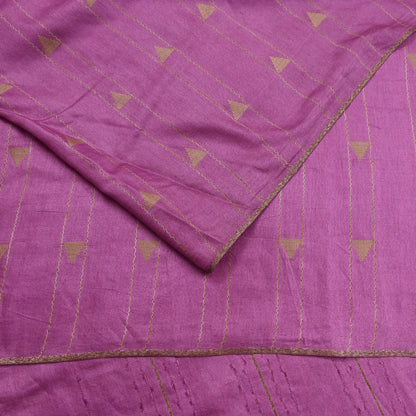 Indian Vintage Saree Pink Pure Woolen Woven Printed Sari Soft Warm Fabric 5Yard Floral Woven Zari Border Fringes