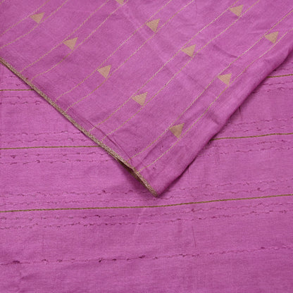 Indian Vintage Saree Pink Pure Woolen Woven Printed Sari Soft Warm Fabric 5Yard Floral Woven Zari Border Fringes