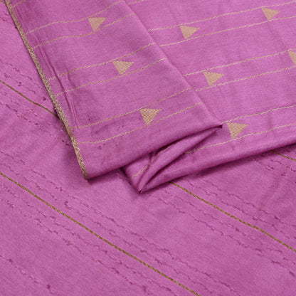 Indian Vintage Saree Pink Pure Woolen Woven Printed Sari Soft Warm Fabric 5Yard Floral Woven Zari Border Fringes