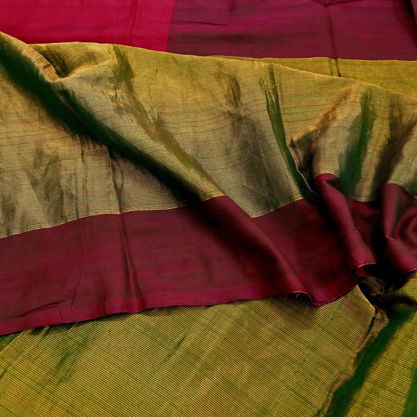 Indian Vintage Heavy Green & Maoon Woven Kanjivaram Saree 100% Pure Silk Sari Zari 5Yard Paisley Dress making Crafting Quilting Upcycle