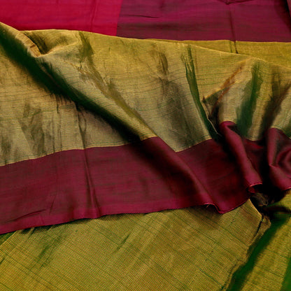 Indian Vintage Heavy Green & Maoon Woven Kanjivaram Saree 100% Pure Silk Sari Zari 5Yard Paisley Dress making Crafting Quilting Upcycle