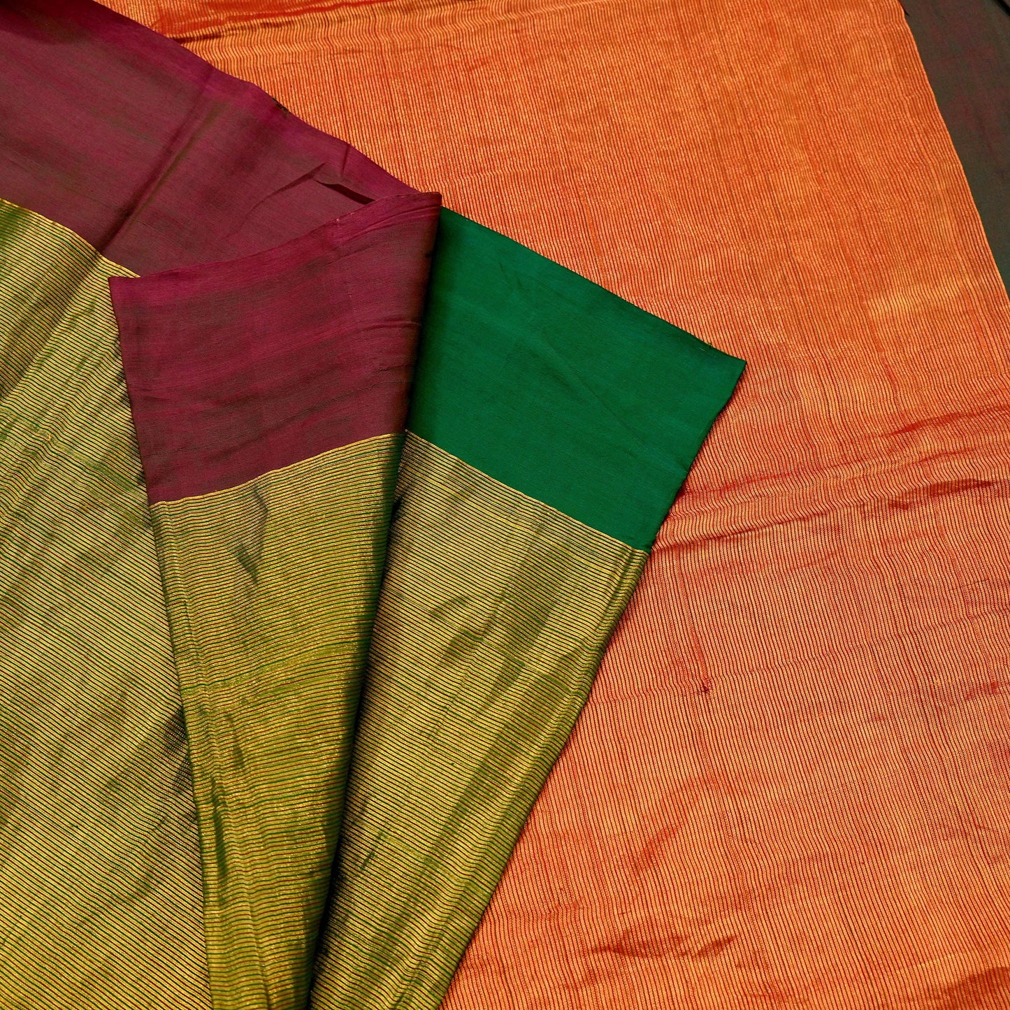 Indian Vintage Heavy Green & Maoon Woven Kanjivaram Saree 100% Pure Silk Sari Zari 5Yard Paisley Dress making Crafting Quilting Upcycle