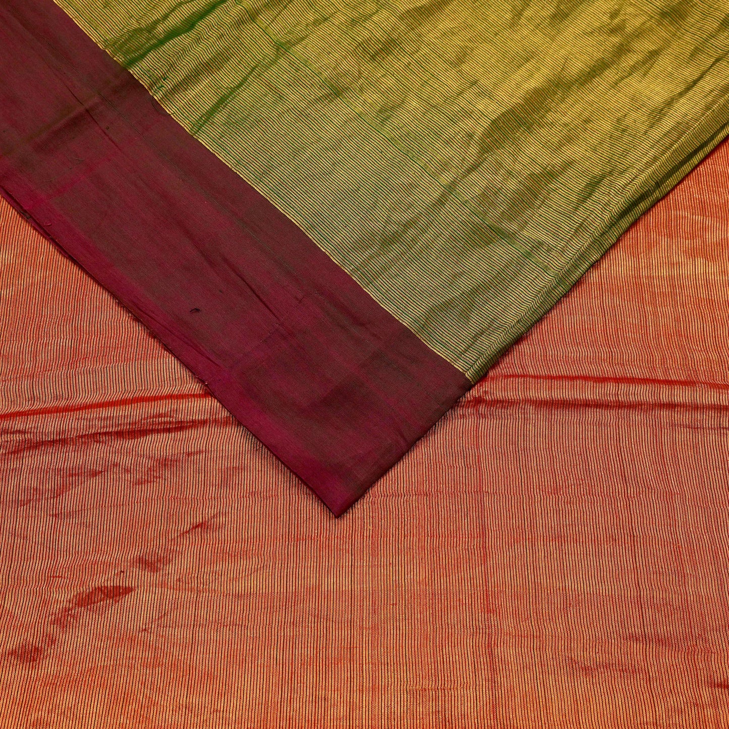 Indian Vintage Heavy Green & Maoon Woven Kanjivaram Saree 100% Pure Silk Sari Zari 5Yard Paisley Dress making Crafting Quilting Upcycle