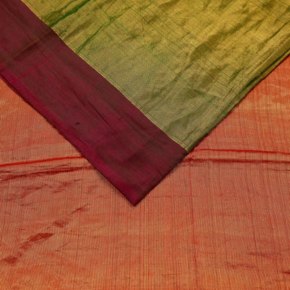 Indian Vintage Heavy Green & Maoon Woven Kanjivaram Saree 100% Pure Silk Sari Zari 5Yard Paisley Dress making Crafting Quilting Upcycle