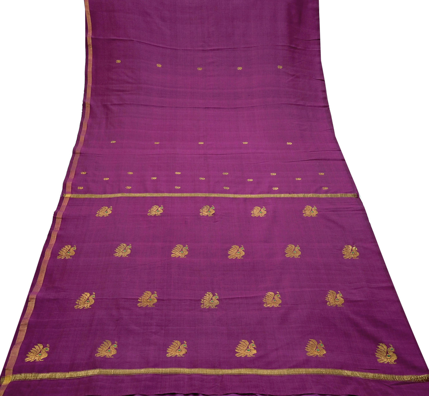 Indian Vintage Purple Sarees Hand Embroidered Sari 100% Pure Silk Craft Fabric 5yd Soft Zari Dress making wedding sarees