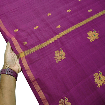 Indian Vintage Purple Sarees Hand Embroidered Sari 100% Pure Silk Craft Fabric 5yd Soft Zari Dress making wedding sarees