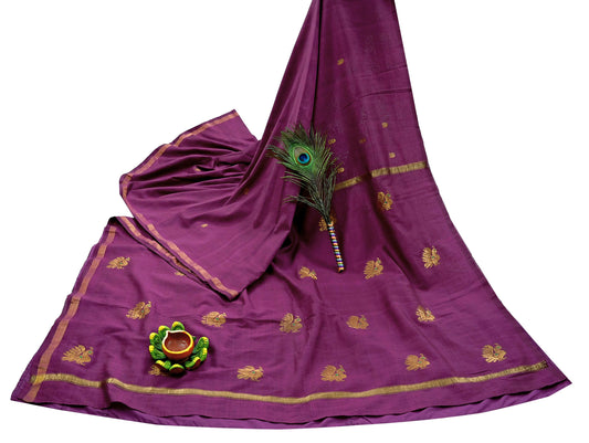 Indian Vintage Purple Sarees Hand Embroidered Sari 100% Pure Silk Craft Fabric 5yd Soft Zari Dress making wedding sarees