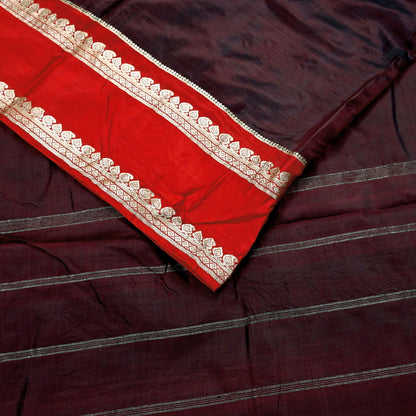 Indian Vintage Sari  Red & Maroon Mysore Silk Woven Saree with Zari Border 5 Yards Soft Craft Fabric Upcycle, Quilting, Dressmaking
