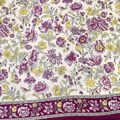 Indian Vintage Sari Maroon & Ivory Moss Crepe Printed Sarees 5yd Craft Fabric Sewing Floral Soft Dress making Quilting Crafting Upcycle Used