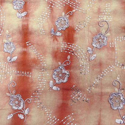 Indian Vintage Saree Pure Crepe Silk Hand Embroidered Tie-Dye Sari Fabric 5yard Sewing Craft Fabric Ethnic Dressmaking Crafting Zardozi Zari