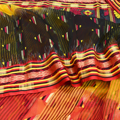 Indian Vintage Jamdani Pure Cotton Saree Handwoven Floral Sari Ethnic 5 Yard Fabric for Dressmaking, Quilting & Upcycling Crafts