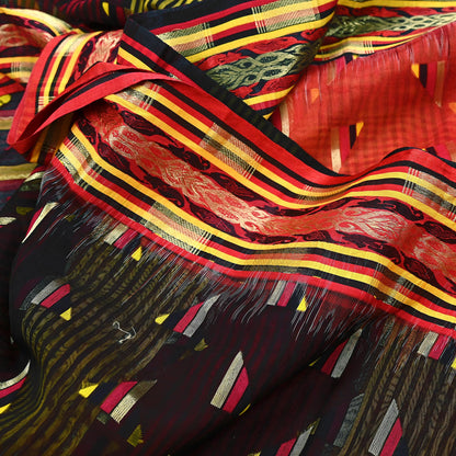 Indian Vintage Jamdani Pure Cotton Saree Handwoven Floral Sari Ethnic 5 Yard Fabric for Dressmaking, Quilting & Upcycling Crafts