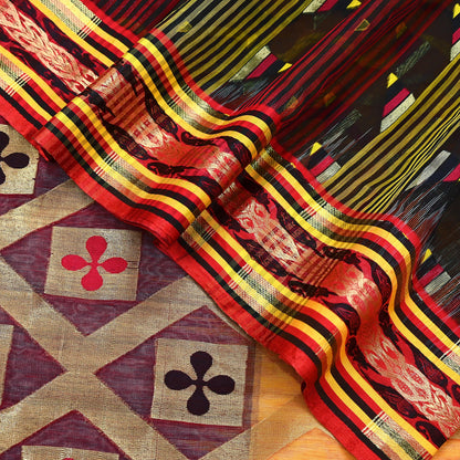 Indian Vintage Jamdani Pure Cotton Saree Handwoven Floral Sari Ethnic 5 Yard Fabric for Dressmaking, Quilting & Upcycling Crafts