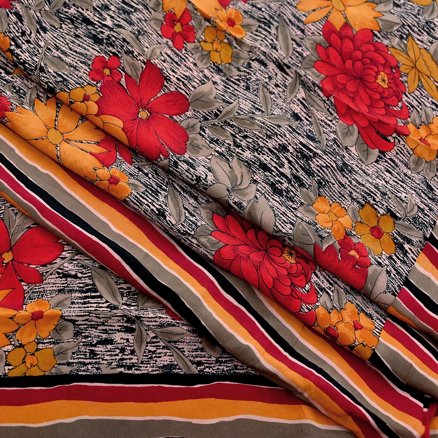 Indian Vintage Sari Multi Pure Crepe Silk Printed Saree 5yard Sewing Ethnic Wrap Craft Fabric Dressmaking Crafting Upcycle Quilting