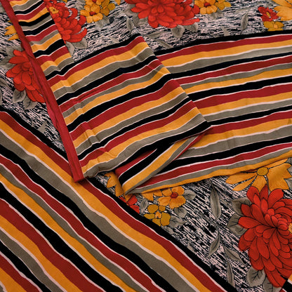 Indian Vintage Sari Multi Pure Crepe Silk Printed Saree 5yard Sewing Ethnic Wrap Craft Fabric Dressmaking Crafting Upcycle Quilting