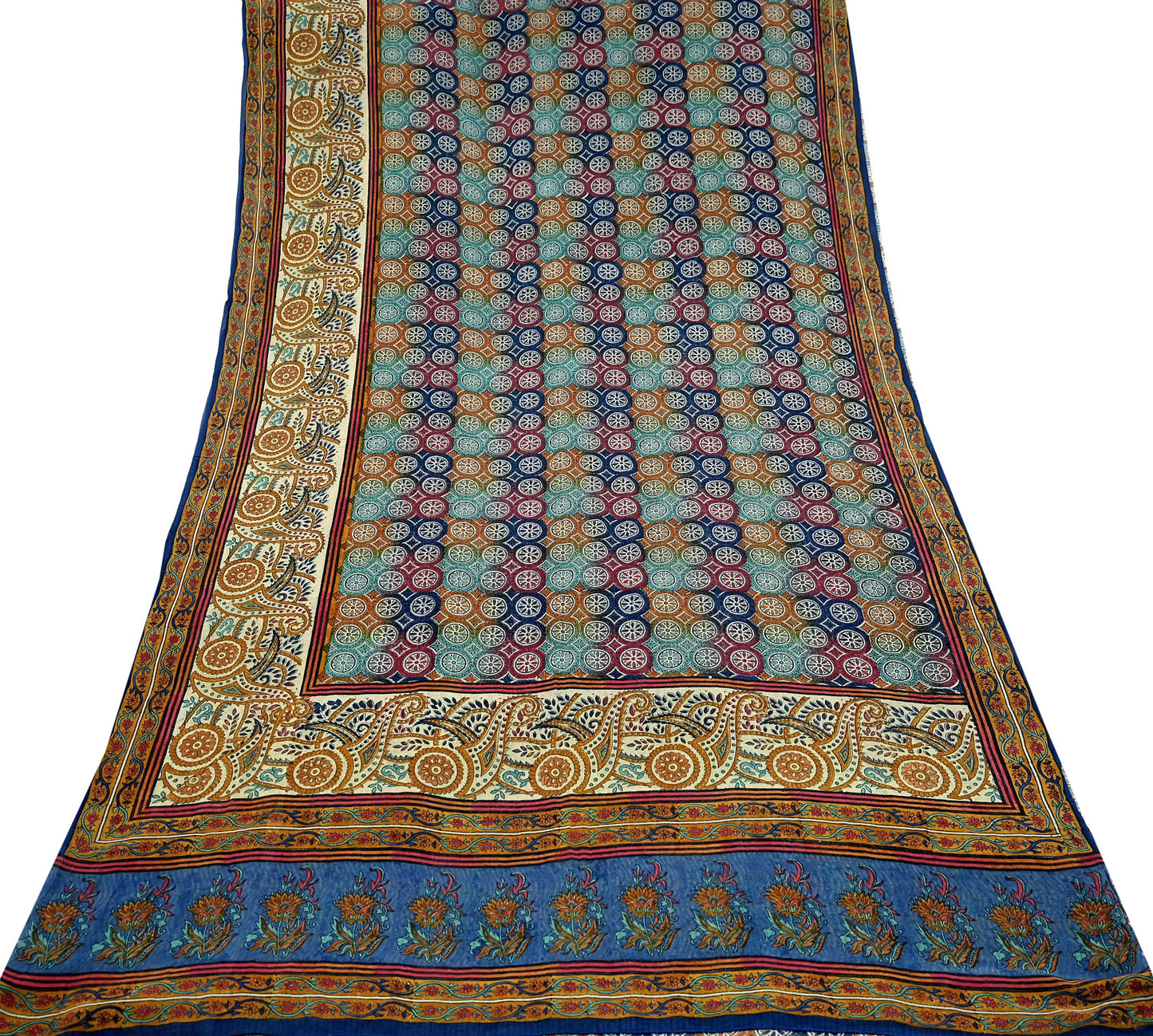 Indian Women Vintage Multi Sarees 100% Pure Georgette Silk Printed Sari Sewing 5yd Soft Craft Floral Design Wrap Boho Dress Making