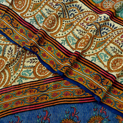 Indian Women Vintage Multi Sarees 100% Pure Georgette Silk Printed Sari Sewing 5yd Soft Craft Floral Design Wrap Boho Dress Making