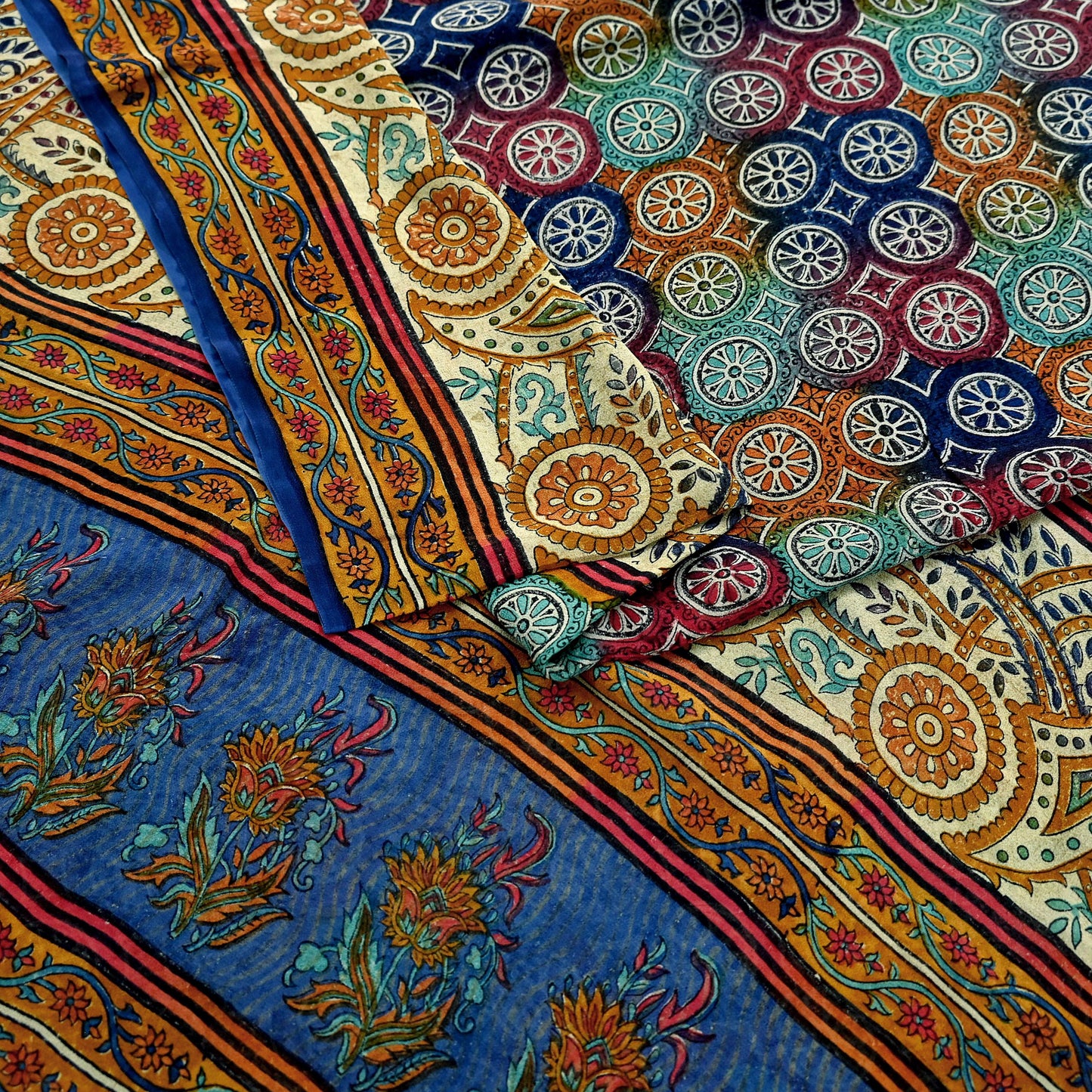 Indian Women Vintage Multi Sarees 100% Pure Georgette Silk Printed Sari Sewing 5yd Soft Craft Floral Design Wrap Boho Dress Making