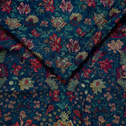 Women Vintage Sari Green Pure Chiffon Silk Printed Sarees Craft Fabric Sewing 5Yd Soft Dress Making Crafting Quilting Upcycle Used