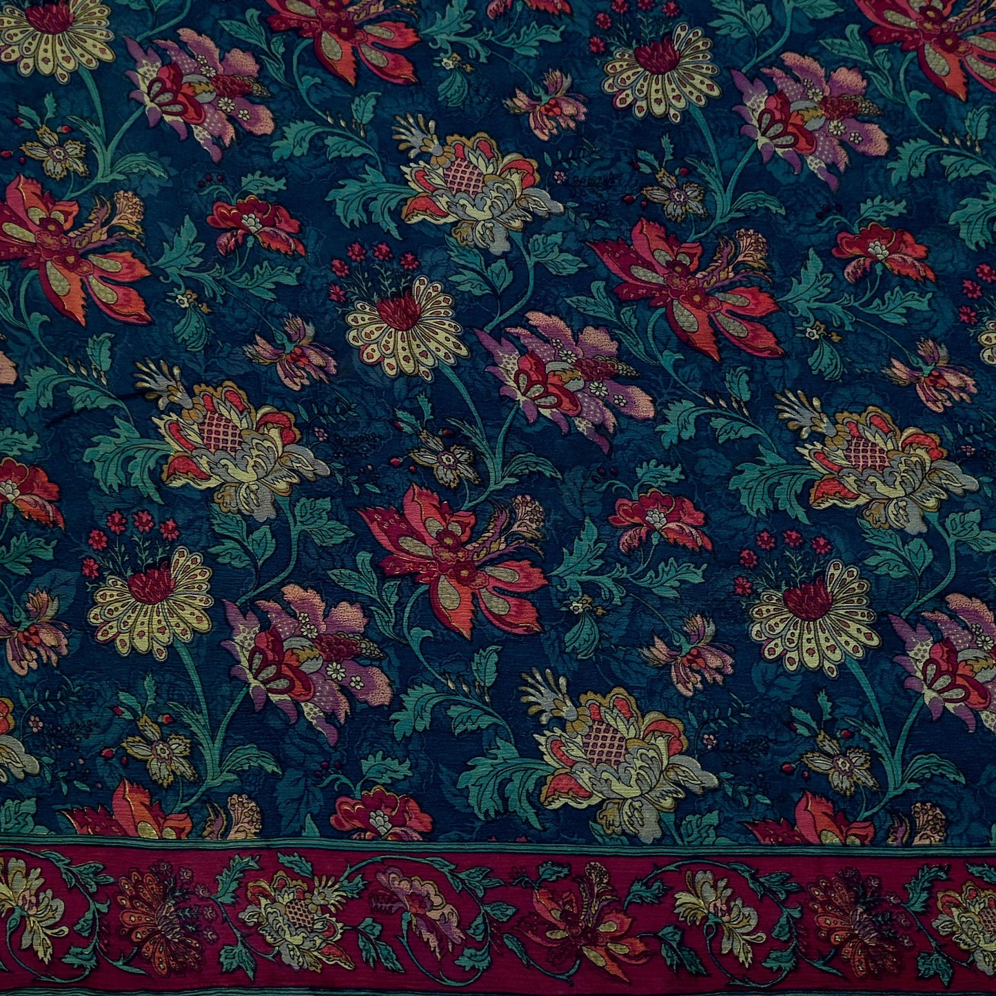 Women Vintage Sari Green Pure Chiffon Silk Printed Sarees Craft Fabric Sewing 5Yd Soft Dress Making Crafting Quilting Upcycle Used