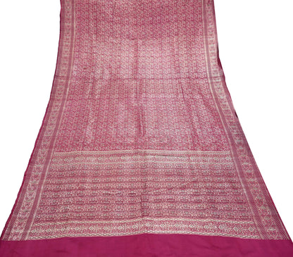 Indian Vintage Sari Wine Heavy Wedding Pure Satin Silk Woven Banarasi Tanchoi Saree 5Yd Ethnic Craft Fabric Upcycle Bridal Heavy Sarees