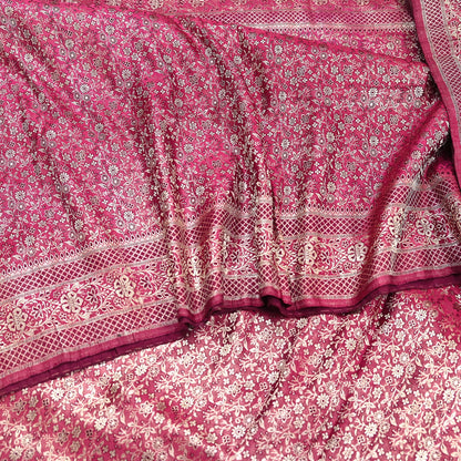 Indian Vintage Sari Wine Heavy Wedding Pure Satin Silk Woven Banarasi Tanchoi Saree 5Yd Ethnic Craft Fabric Upcycle Bridal Heavy Sarees