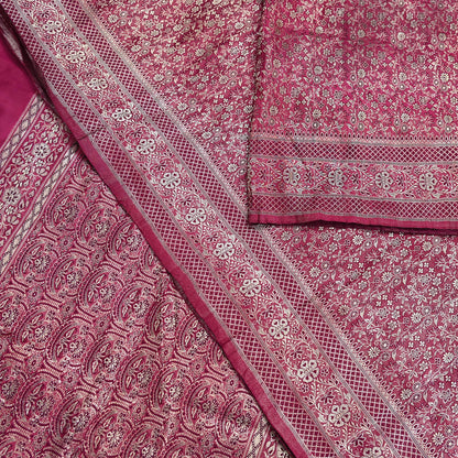 Indian Vintage Sari Wine Heavy Wedding Pure Satin Silk Woven Banarasi Tanchoi Saree 5Yd Ethnic Craft Fabric Upcycle Bridal Heavy Sarees