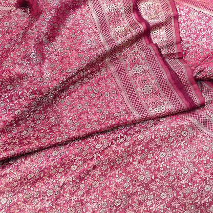 Indian Vintage Sari Wine Heavy Wedding Pure Satin Silk Woven Banarasi Tanchoi Saree 5Yd Ethnic Craft Fabric Upcycle Bridal Heavy Sarees