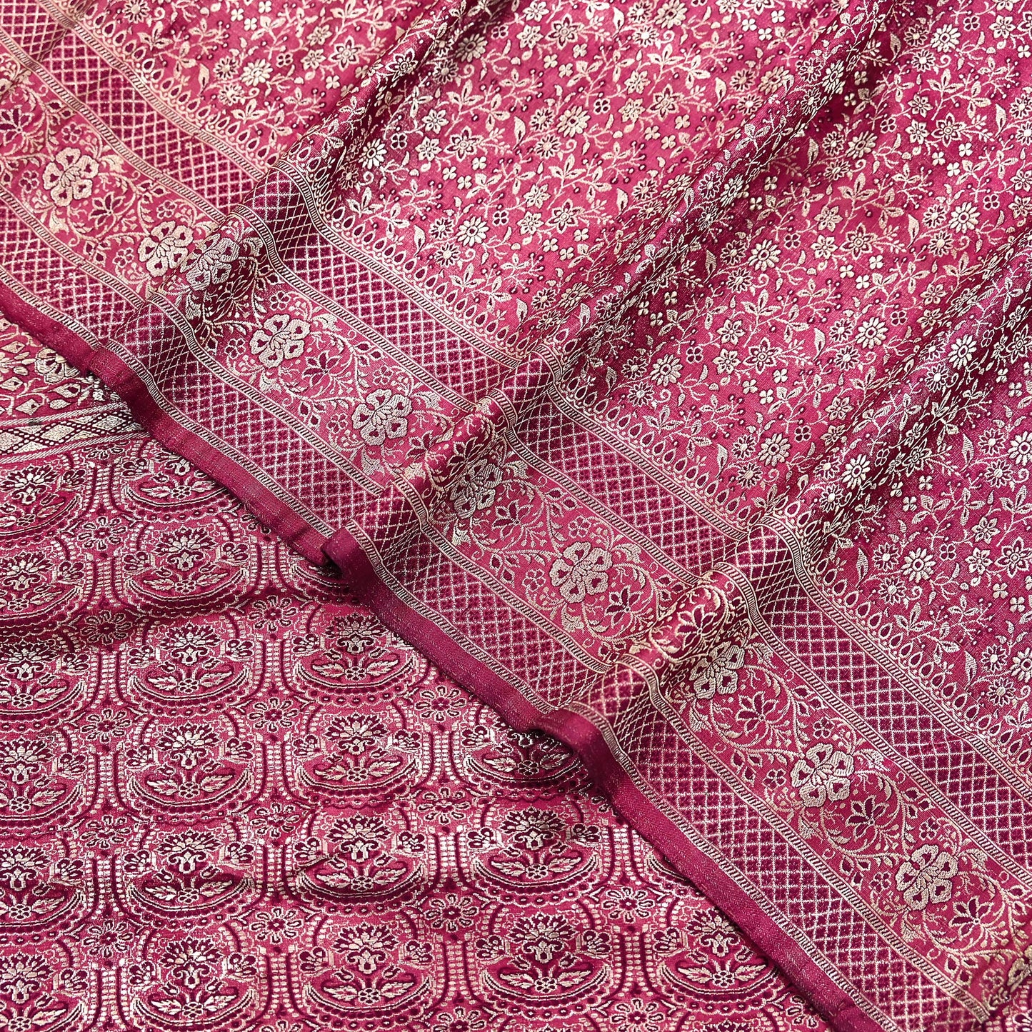 Indian Vintage Sari Wine Heavy Wedding Pure Satin Silk Woven Banarasi Tanchoi Saree 5Yd Ethnic Craft Fabric Upcycle Bridal Heavy Sarees