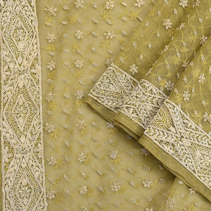 Indian Vintage Heavy Green Dupatta Net Mesh Long Stole Hand Embroidered Scarf Zardozi Zari Sequins Stole Bridal Veil