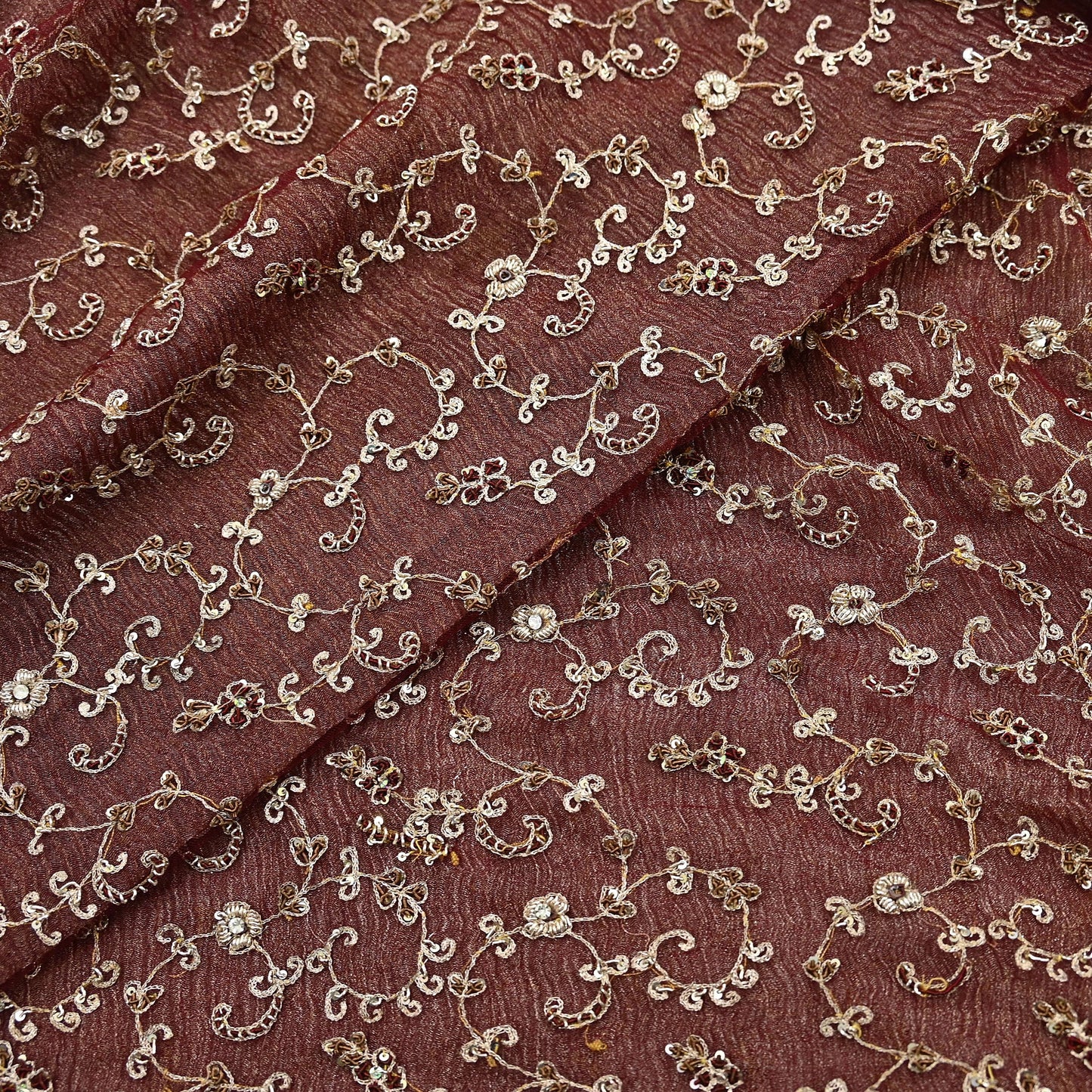 Indian Vintage Heavy Wedding Maroon Dupatta Net Mesh Long Stole Hand Embroidered Scarves Golden Zardozi Zari Sequins Dridal Veil Hijab