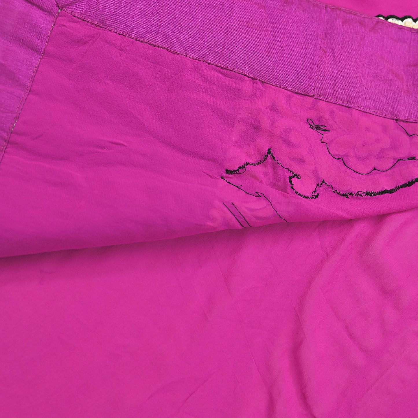 Indian Vintage Heavy Sari Pink Pure Georgette Silk Hand Embroidered Sarees Craft Fabric 5Yd Sewing Ethnic Bollywood saree