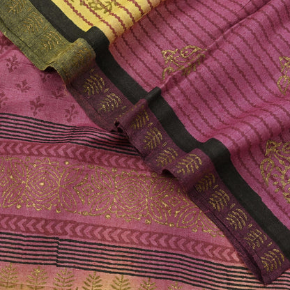 Vintage Indian Maroon & yellow Long Stole Woolen Scarf Dupatta Infinity Scarves Painted Sarong Wrap Craft Fabric Veil Woman Hijab Shawl