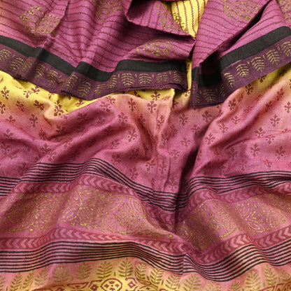 Vintage Indian Maroon & yellow Long Stole Woolen Scarf Dupatta Infinity Scarves Painted Sarong Wrap Craft Fabric Veil Woman Hijab Shawl