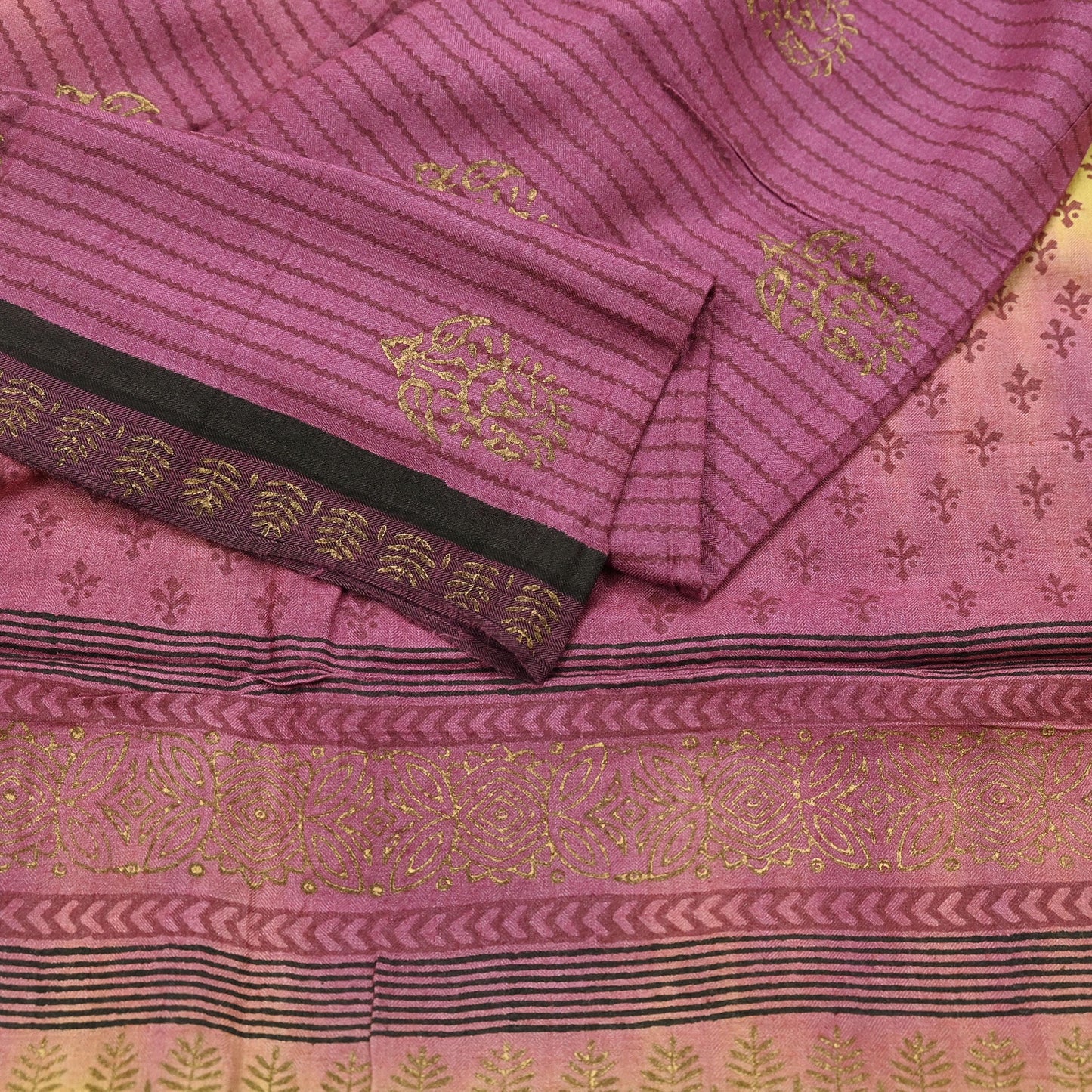 Vintage Indian Maroon & yellow Long Stole Woolen Scarf Dupatta Infinity Scarves Painted Sarong Wrap Craft Fabric Veil Woman Hijab Shawl