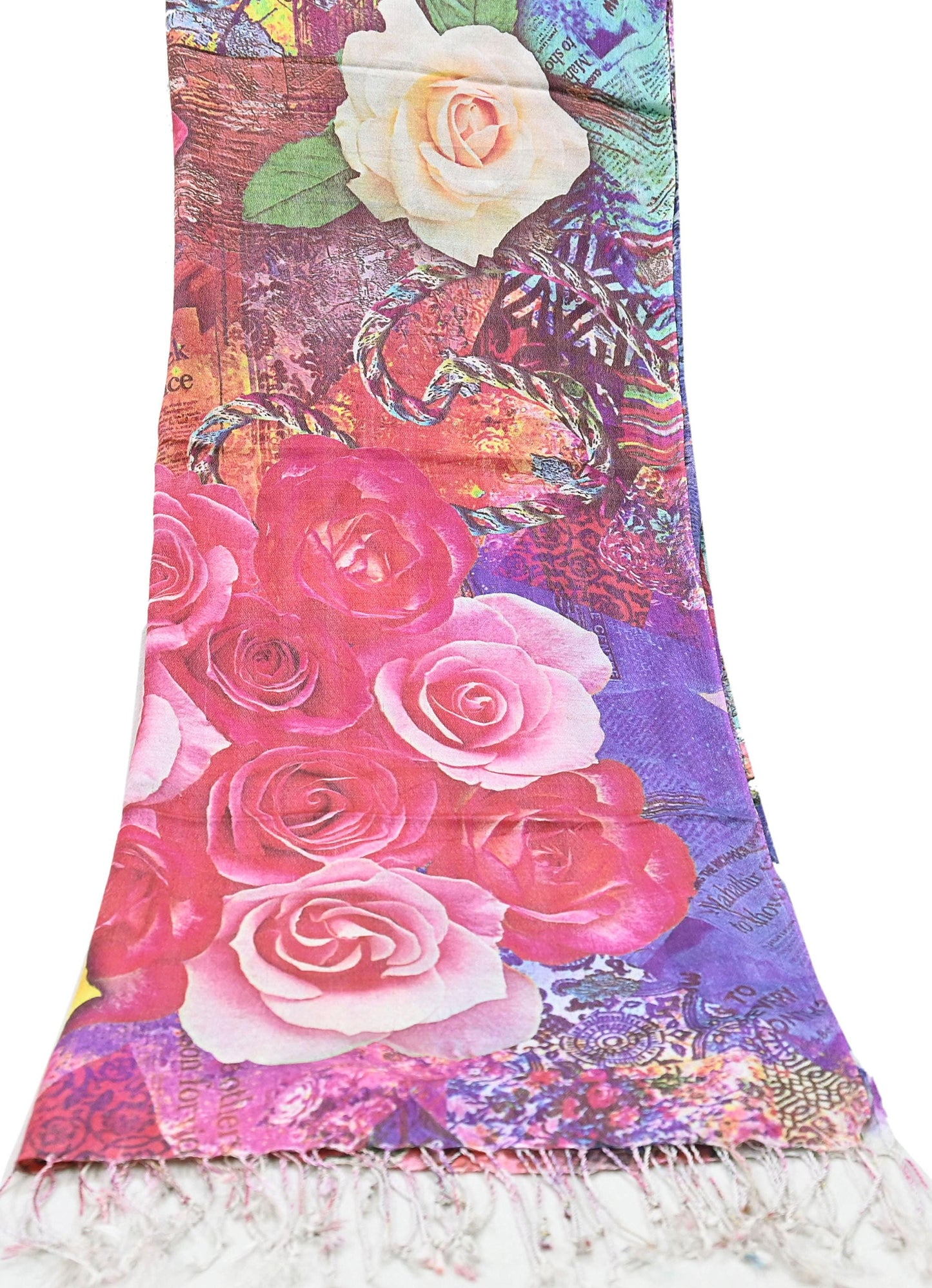 Vintage Long Stole Woolen Scarf Printed Dupatta Infinity Scarves Sarong Wrap Veil Woman Hijab Shawl Craft Fabric