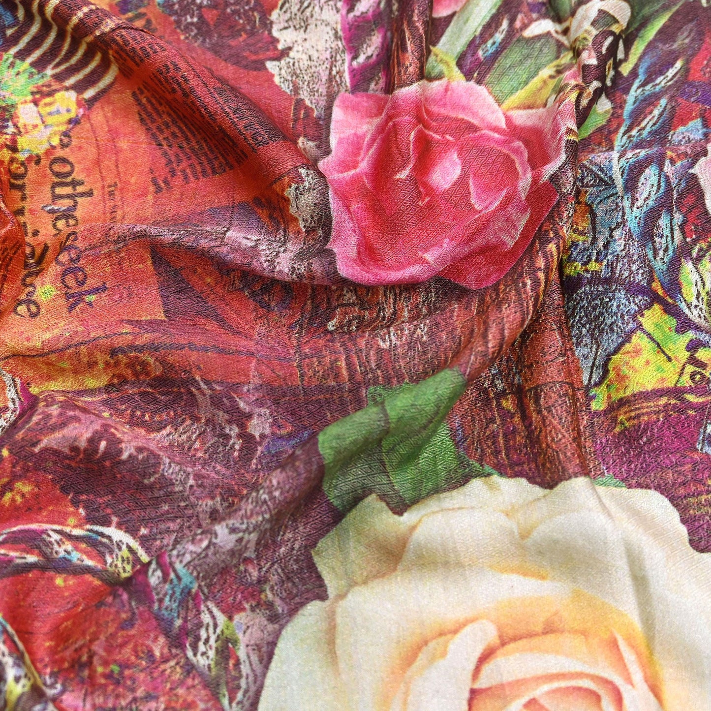 Vintage Long Stole Woolen Scarf Printed Dupatta Infinity Scarves Sarong Wrap Veil Woman Hijab Shawl Craft Fabric