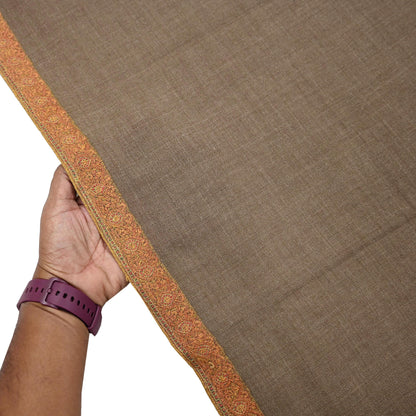 Indian Vintage Brown Shawl Pure Woolen Handmade Suzani Long Throw Stole Warm Stole Paisley Design Soft Soft Cozy