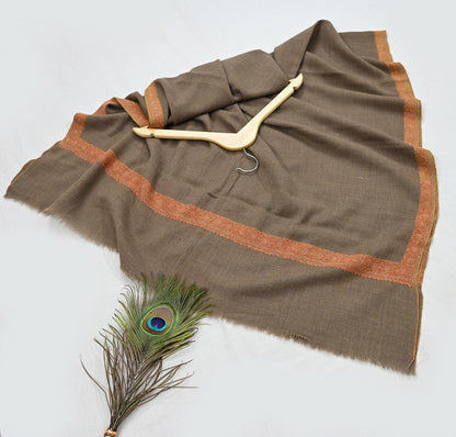 Indian Vintage Brown Shawl Pure Woolen Handmade Suzani Long Throw Stole Warm Stole Paisley Design Soft Soft Cozy