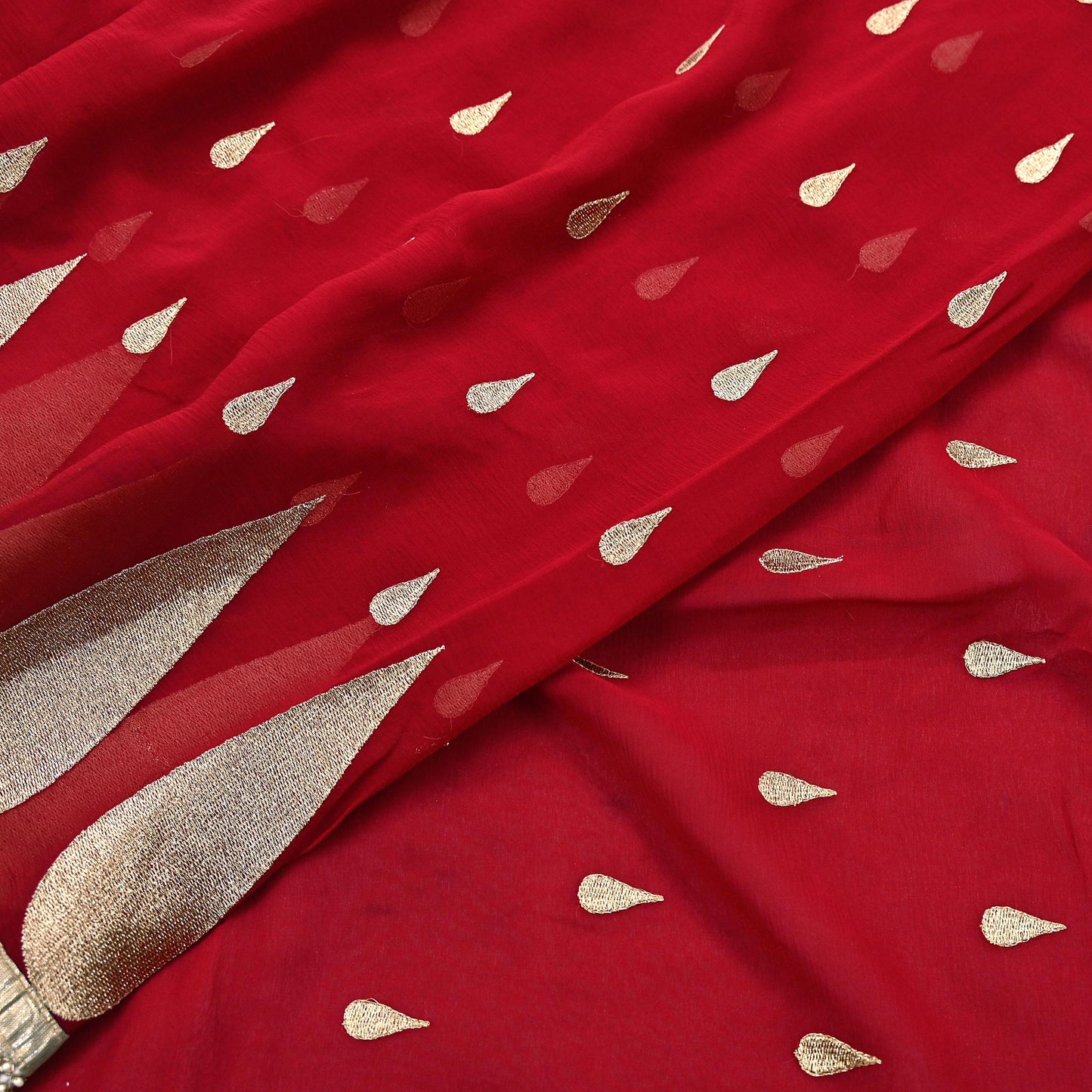 Indian Vintage Heavy Sari Red Pure Georgette Silk Hand Embroidered Sarees Craft Fabric 6Yd Sewing Ethnic Bollywood saree Dress making