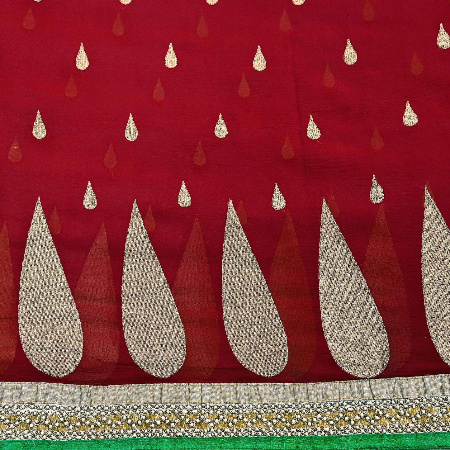 Indian Vintage Heavy Sari Red Pure Georgette Silk Hand Embroidered Sarees Craft Fabric 6Yd Sewing Ethnic Bollywood saree Dress making