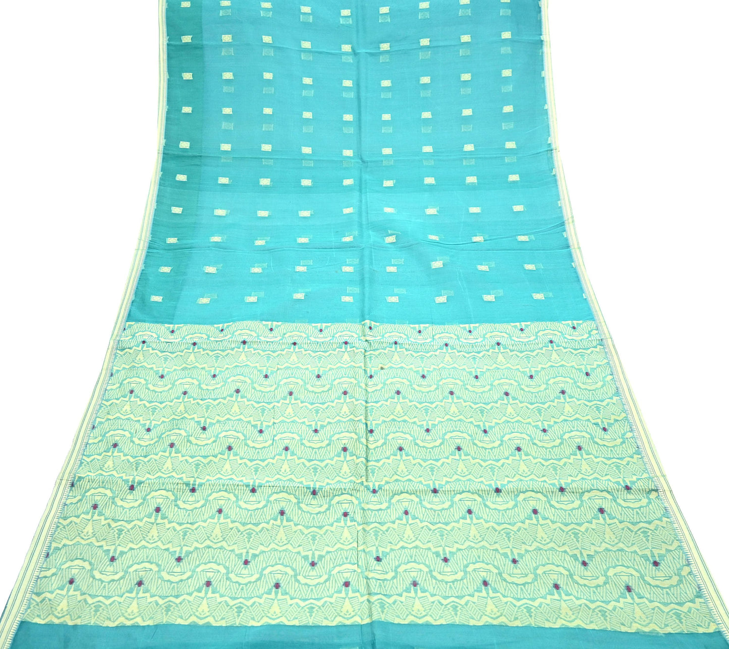 Indian Vintage Sari Green Pure Cotton Hand Woven Sarees Craft Fabric 5yd Ethnic Crafting Quilting Dress Making Quilting Upcycle