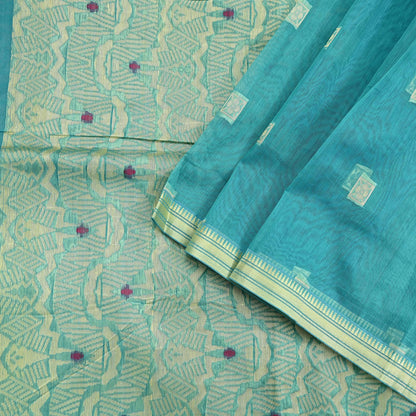 Indian Vintage Sari Green Pure Cotton Hand Woven Sarees Craft Fabric 5yd Ethnic Crafting Quilting Dress Making Quilting Upcycle