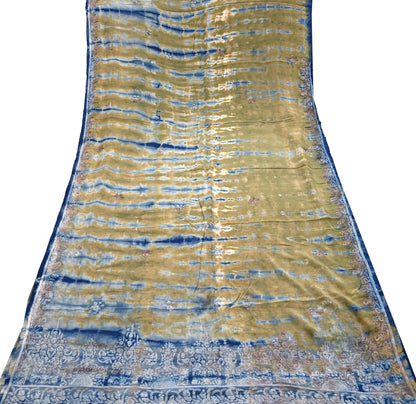 Indian Vintage Saree Pure Crepe Silk Hand Embroidered Tie-Dye Sari Fabric 5yard Sewing Craft Fabric Ethnic Dressmaking Crafting Zari