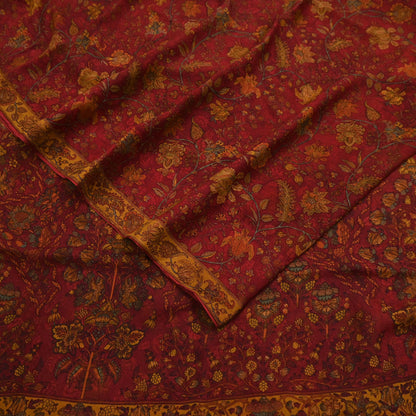 Women Vintage Sari Red Pure Chiffon Silk Printed Sarees Craft Fabric Sewing 5Yd Soft Dress Making Crafting Quilting Upcycle Used