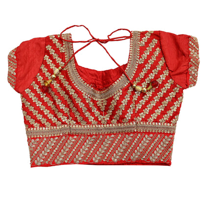 Indian Vintage Red & Peach Net/Mesh Silk Hand Embroidered Lehenga 3pcs Set Bridal Party Wear With Blouse/Dupatta Bollywood Lehenga Zardozi