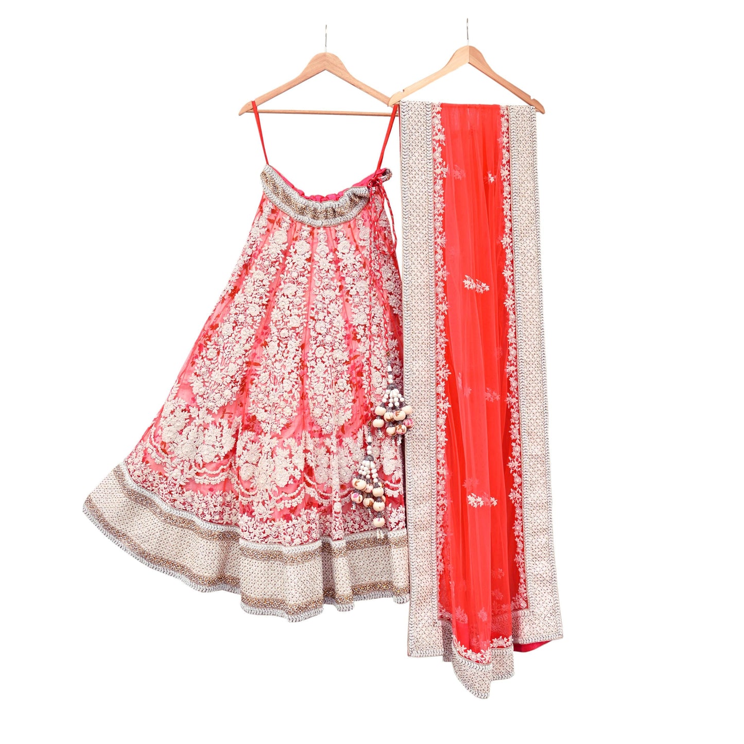 Pre-Owned Designer Abu Jani Hand Embroidered Heavy Lehenga, Blouse & Dupatta (3pcs Set)