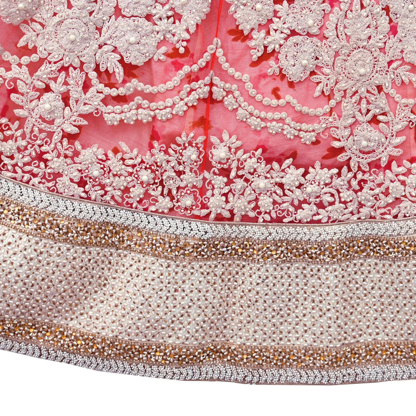 Pre-Owned Designer Abu Jani Hand Embroidered Heavy Lehenga, Blouse & Dupatta (3pcs Set)