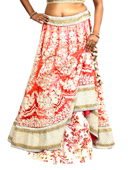 Pre-Owned Designer Abu Jani Hand Embroidered Heavy Lehenga, Blouse & Dupatta (3pcs Set)